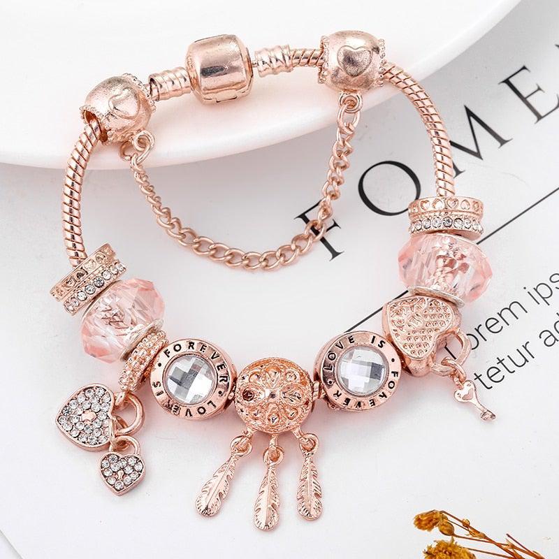 Sol | Rose dreamcatcher bracelet with sterling silver charms included