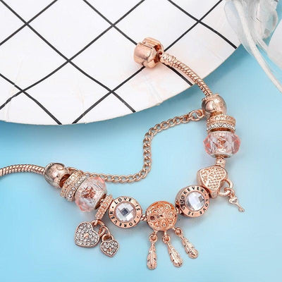 Sol | Rose dreamcatcher bracelet with sterling silver charms included