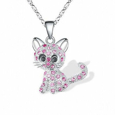 Zulema | Silver and colored zircon kitten necklace