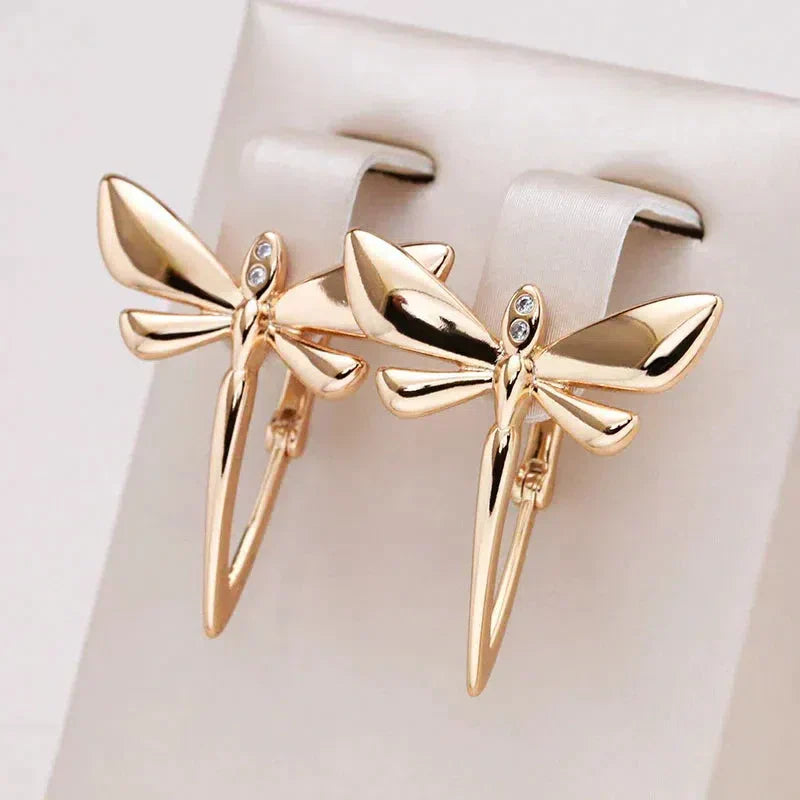 Juliana | Elegant golden dragonfly earrings
