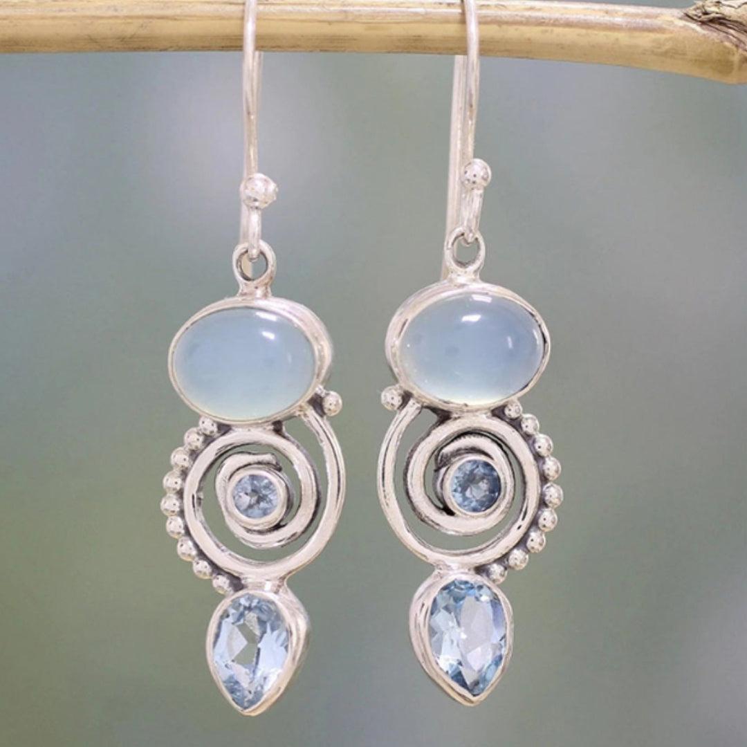 Gilda | Vintage silver moonstone earrings