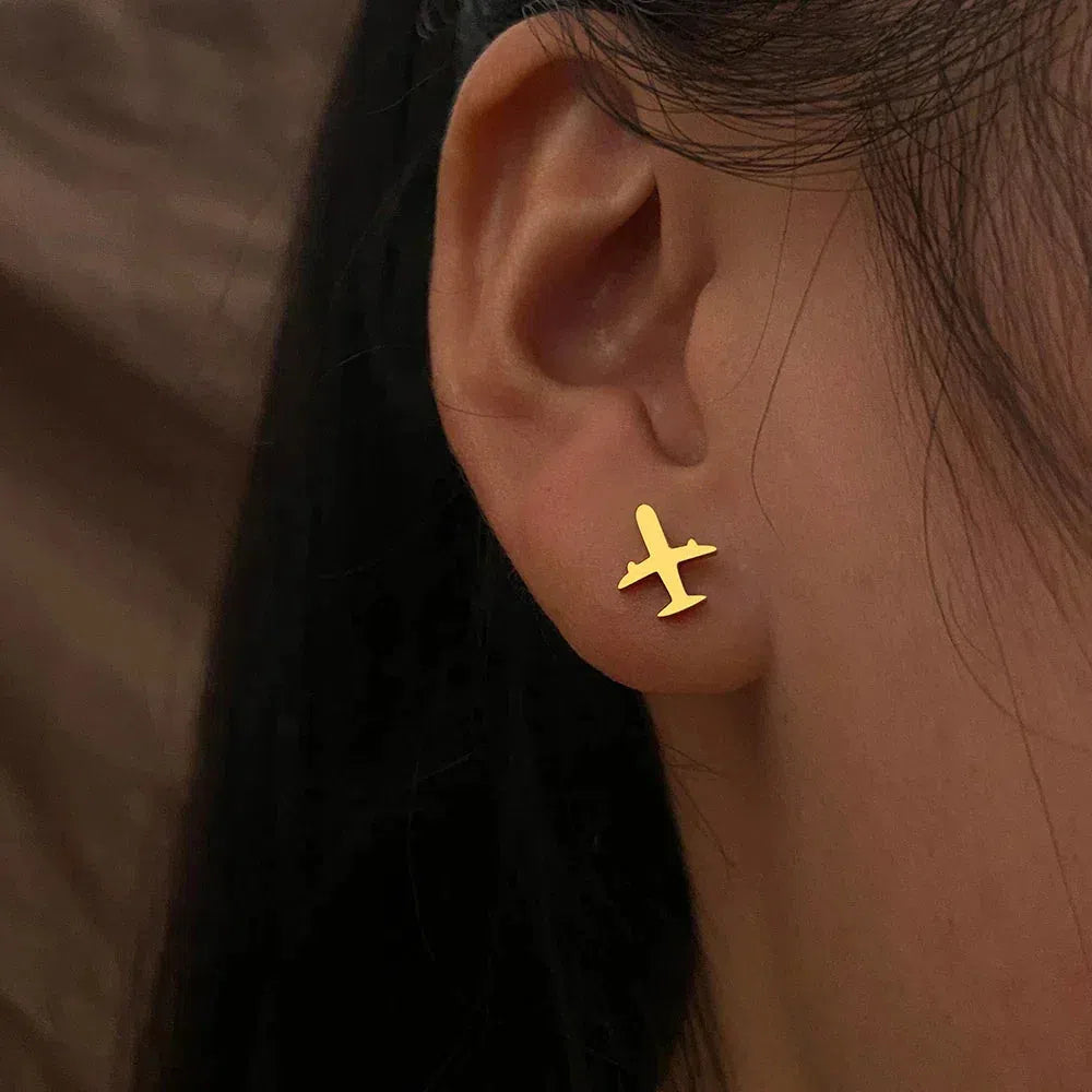Juliana | Golden airplane earrings