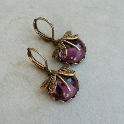 Dolores | Spherical dragonfly earrings in antique gold