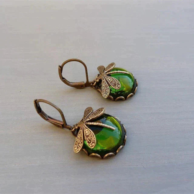 Dolores | Spherical dragonfly earrings in antique gold