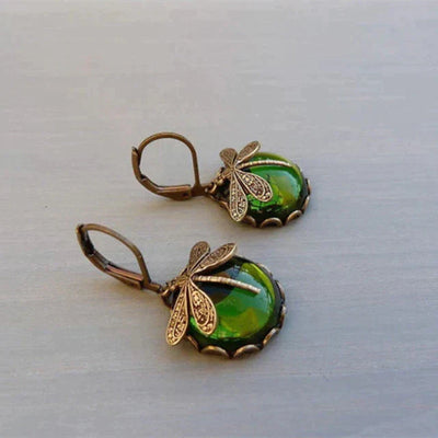 Dolores | Spherical dragonfly earrings in antique gold