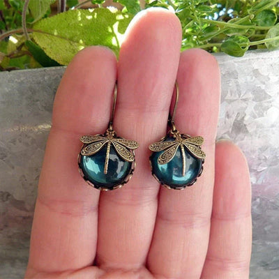 Dolores | Spherical dragonfly earrings in antique gold