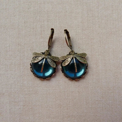 Dolores | Spherical dragonfly earrings in antique gold