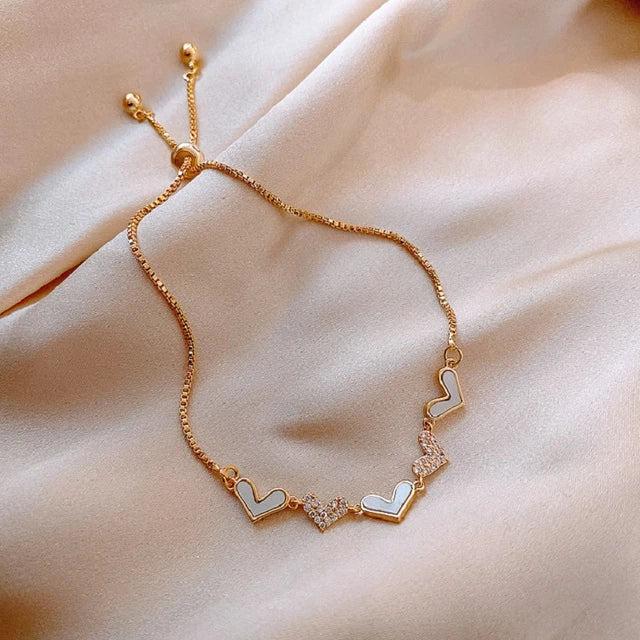 Karina | Adjustable Gold Heart Bracelet