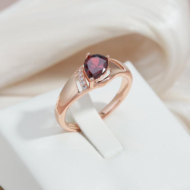 Karen | Natural red zircon oval ring