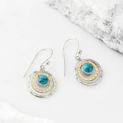 Yvonne | Boho Saturn Earrings with Turquoise Opal