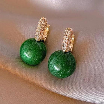 Paula | Green pearl earrings in gold