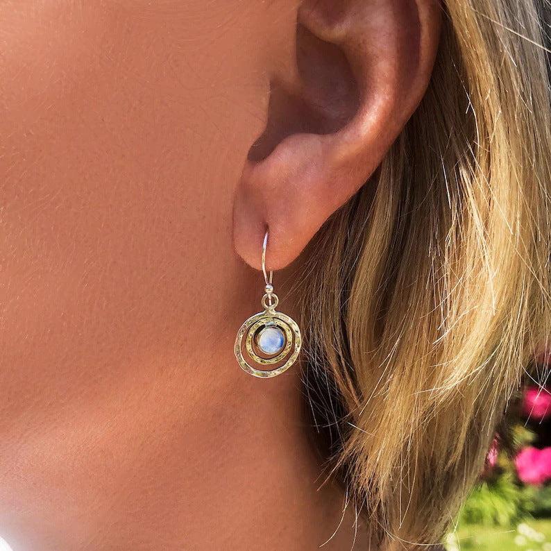 Yvonne | Boho Saturn Earrings with Turquoise Opal