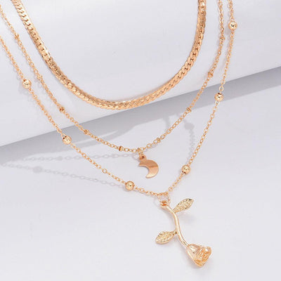 María Eugenia | Golden Rose Pendant Necklace