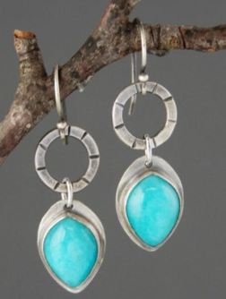 Catalina | Vintage turquoise inlaid earrings