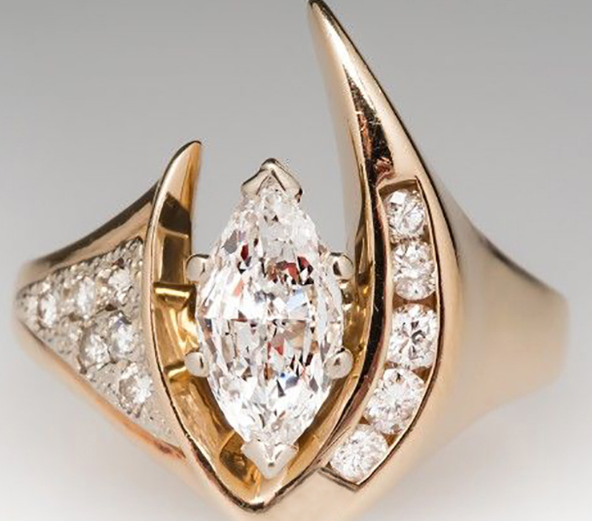 Milagros | Vintage gold and silver irregular zirconia ring