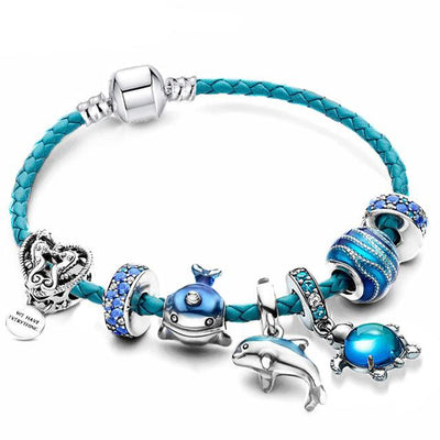 Jennifer | Ocean Style Bracelet + Charms included in leather and silver