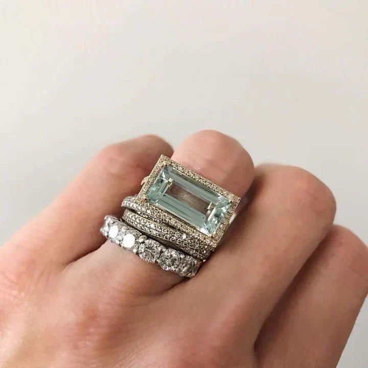 Jacinta | Vintage silver and turquoise crystal ring set