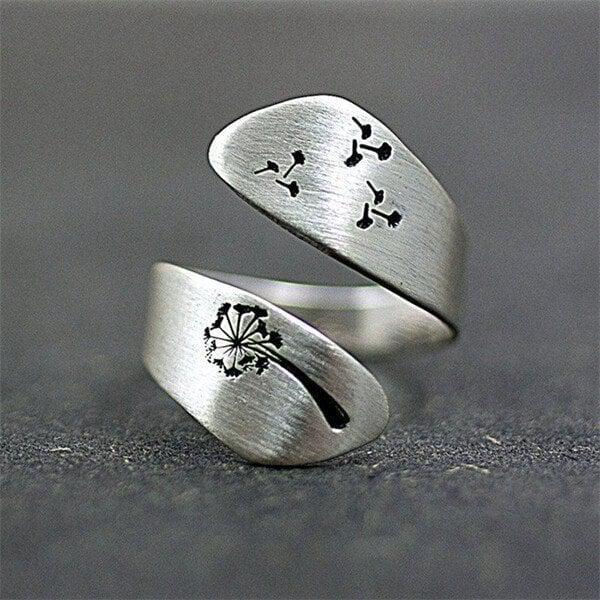 Olivia | Hand-carved adjustable dandelion ring