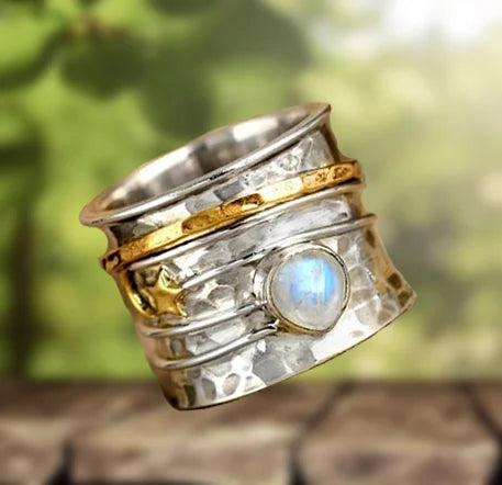 Isabel | Moonstone Spinner Ring with Star and Moon