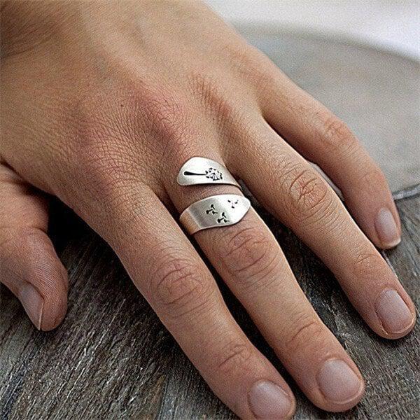 Olivia | Hand-carved adjustable dandelion ring