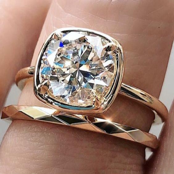 Catalina | Gold-plated cubic crystal double ring