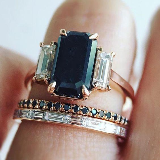 Liliana | Vintage dark turquoise zirconia ring set