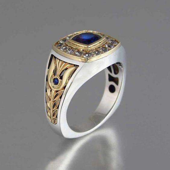 Nina | Blue Turkish signet ring in sterling silver