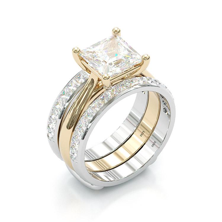 Valeria | Timeless Princess Cut Bridal Ring: Gold and Sterling Silver