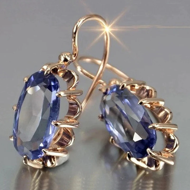 Gabriela | Vintage gold-plated blue crystal earrings