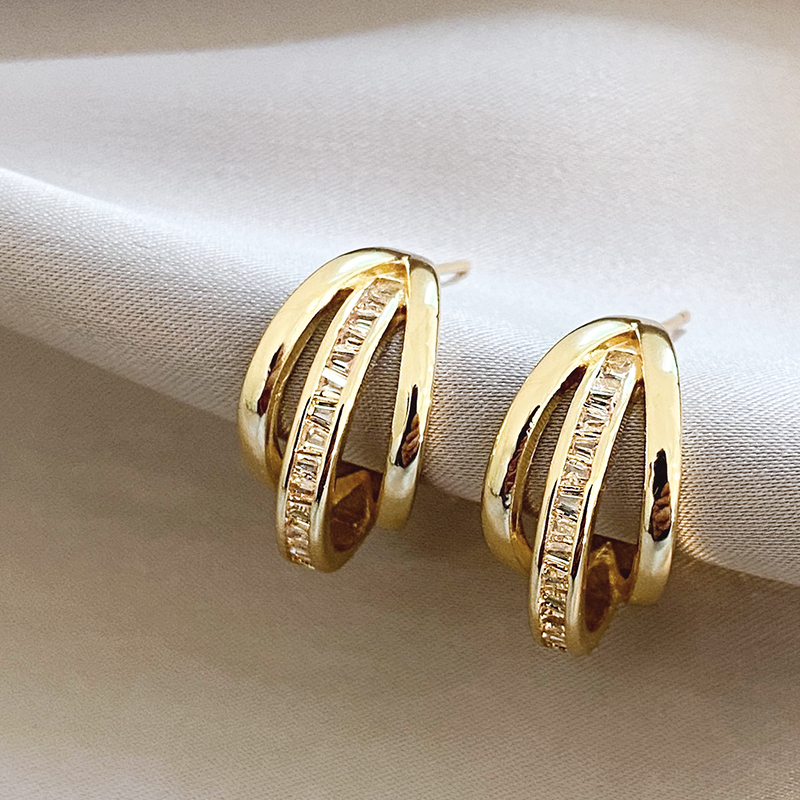 Berta | Triple Tire Earrings in Gold