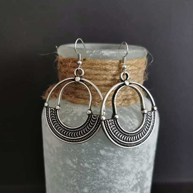 Eva | Vintage ethnic silver earrings