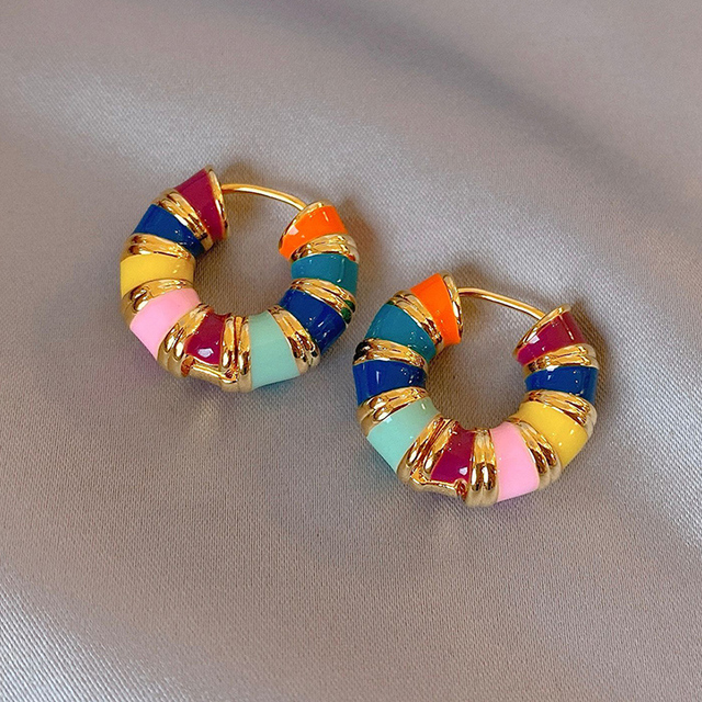 Gertrudis | Elegant earrings with multi-colored enamel.
