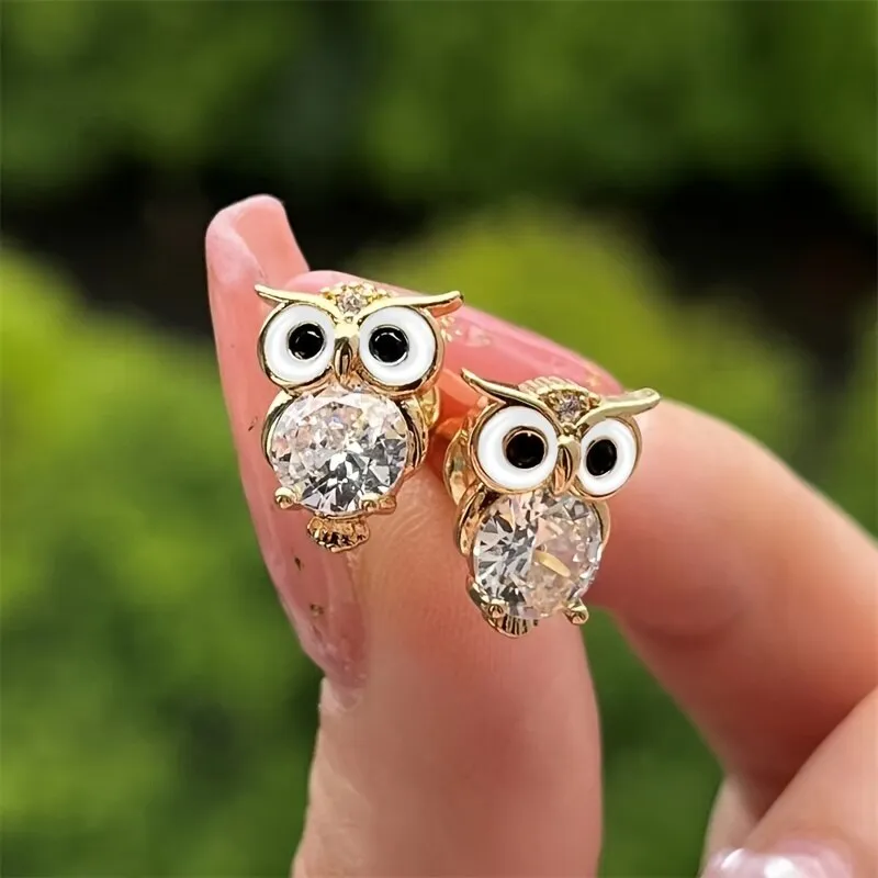 Tamar | Vintage crystal owl earrings