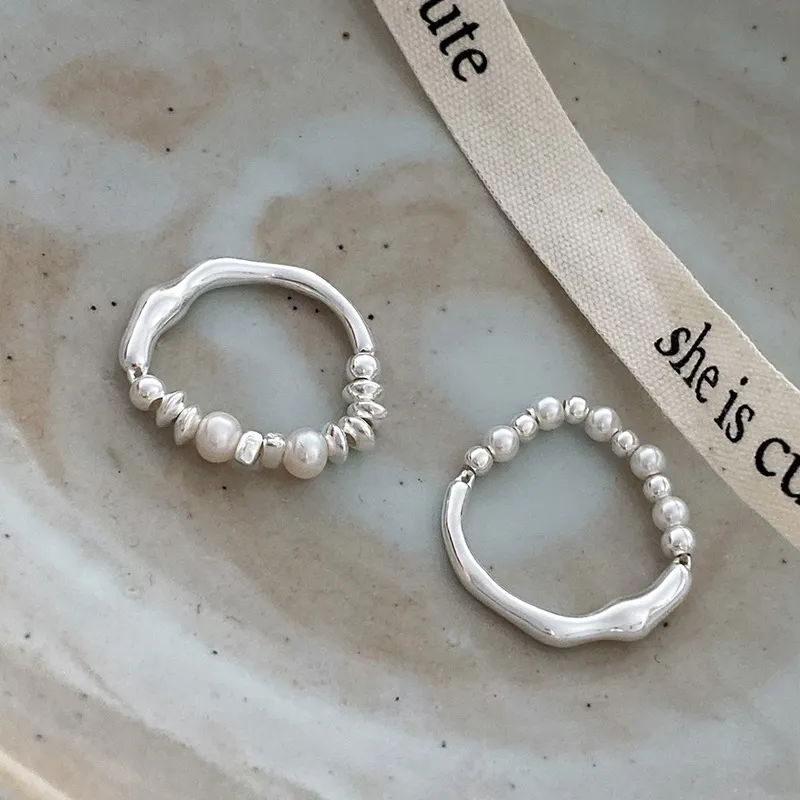 Vanesa | Sterling Silver Irregular Pearl Rings
