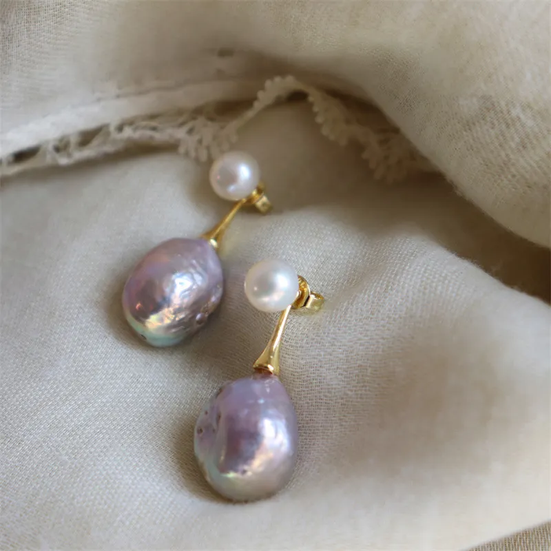 Salomé | Elegant purple pearl earrings