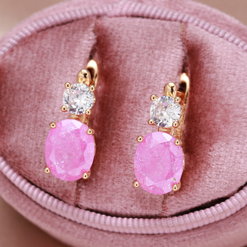 Glenda | Elegant earrings with pink zircons in gold