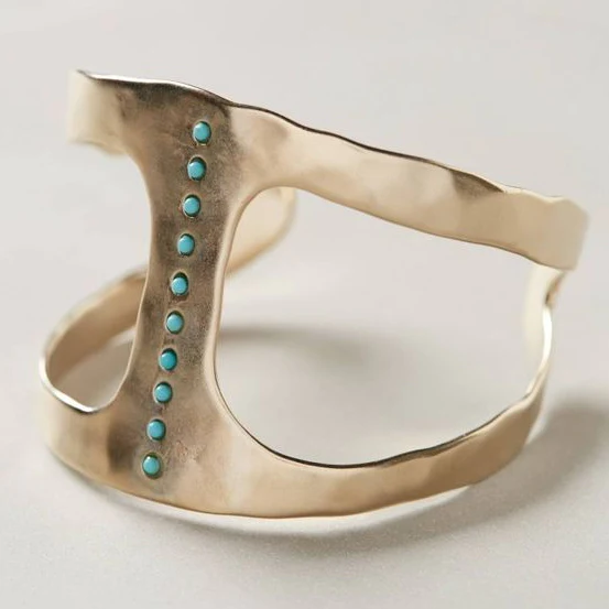 Úrsula | Vintage silver-plated ring with turquoise polka dots