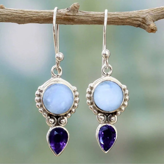 Hana | Vintage blue moonstone earrings