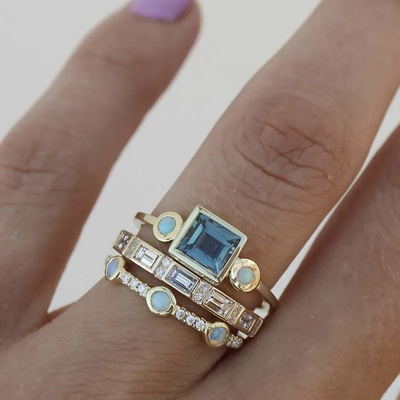 Wanda | Vintage blue crystal ring set