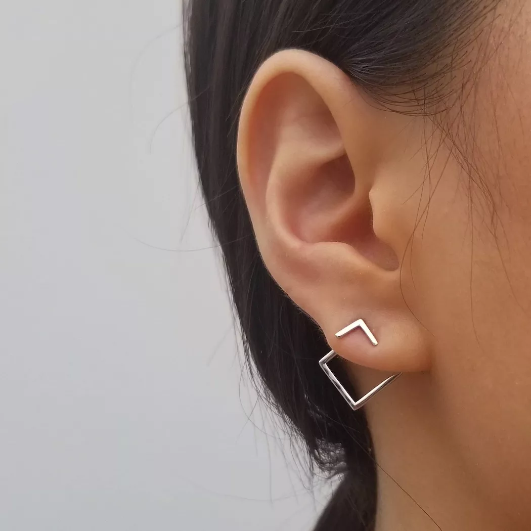 Elisa | Geometric silver earrings