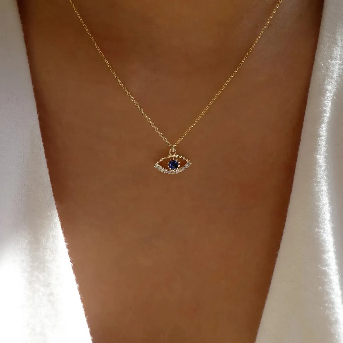 Jazmín | Nazar gold-plated necklace with zircons