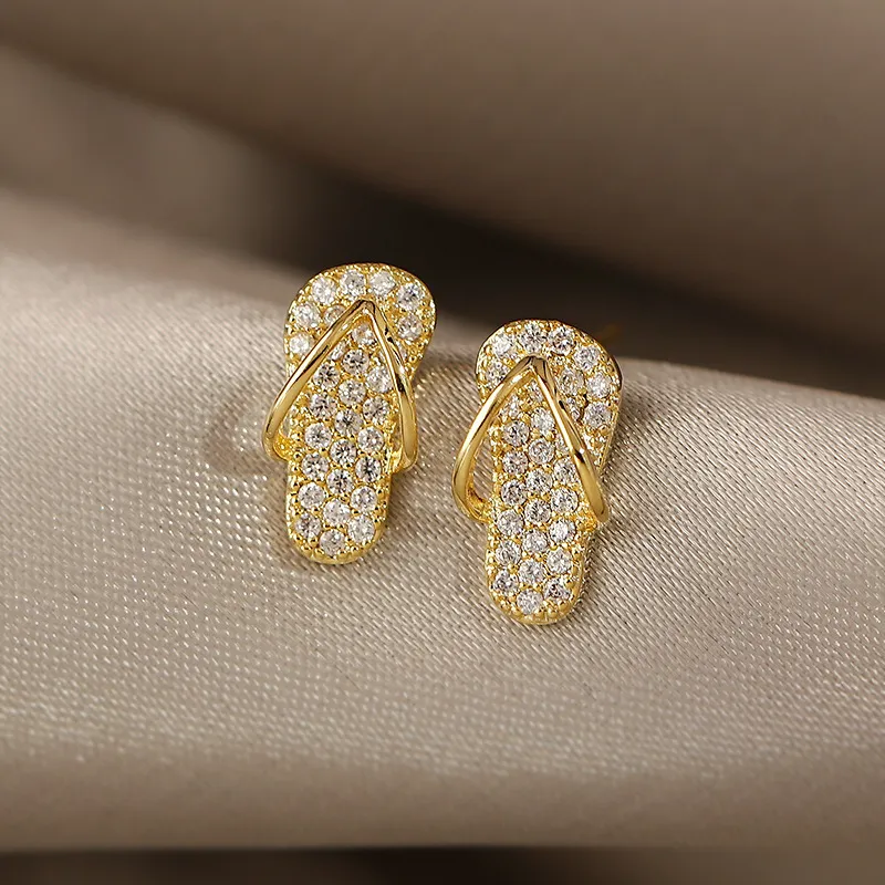 Fernanda | Gold glitter flip flop earrings