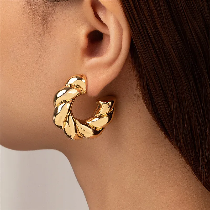 Laia | Vintage thick gold circle earrings