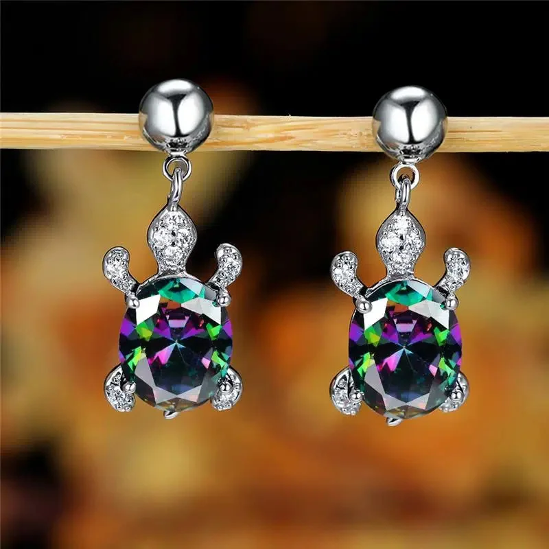 Andrea | Elegant turtle earrings with multi-colored zircons