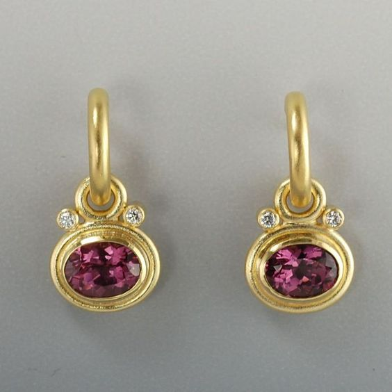 Tatiana | Vintage gold earrings with zircons and garnet