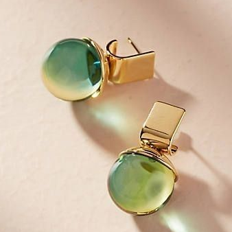 Melisa | Vintage earrings with green crystal in gold