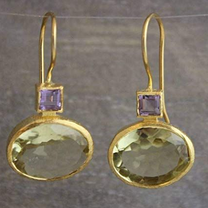 Lilian | Vintage gold-green crystal earrings
