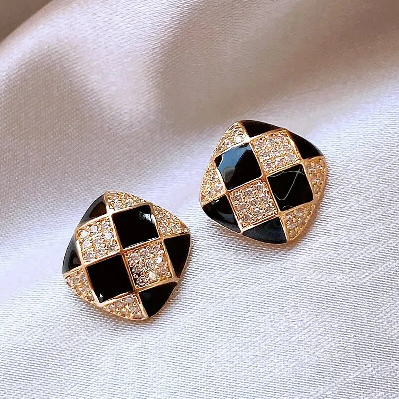 Esther | Elegant shiny black enamel earrings.
