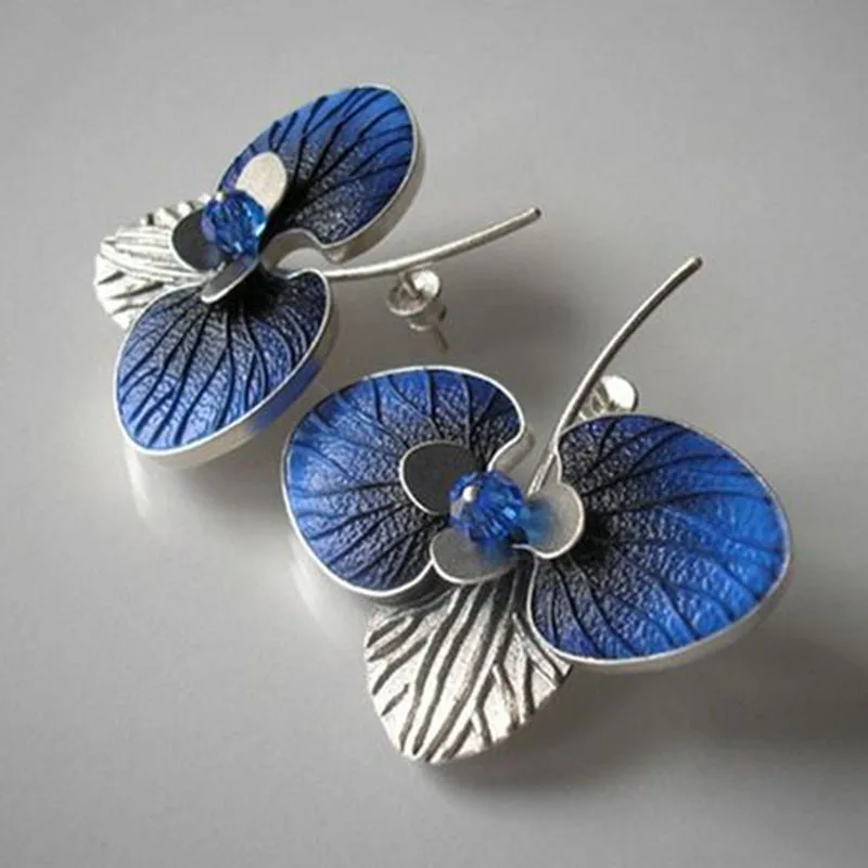Carla | Blue enamel earrings in sterling silver