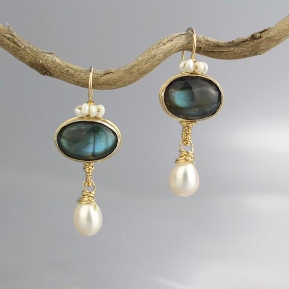 Wilma | Blue crystal and vintage bead earrings